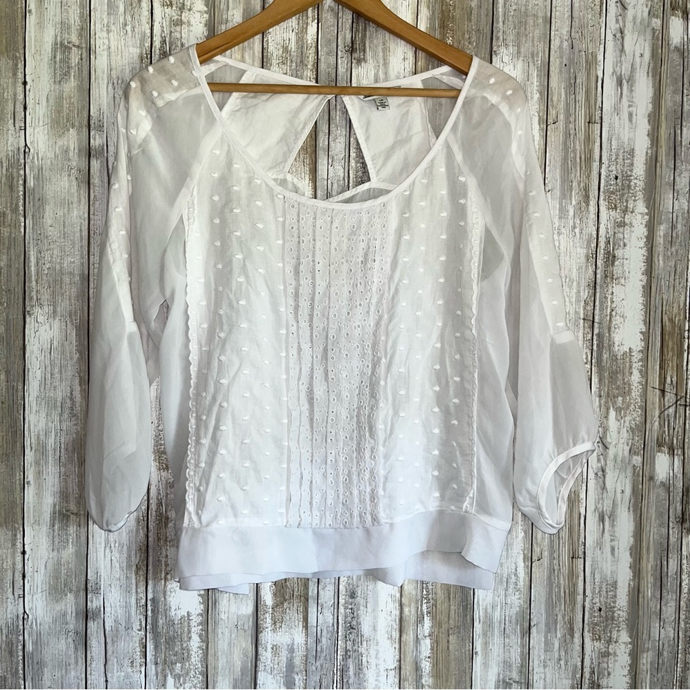 American Eagle White Sheer Ikat Blouse